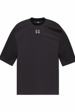 44 Label Group BLACK Perforated t-shirt with logo