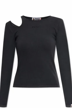 A BATHING APE® BLACK Ribbed Long Sleeve Top