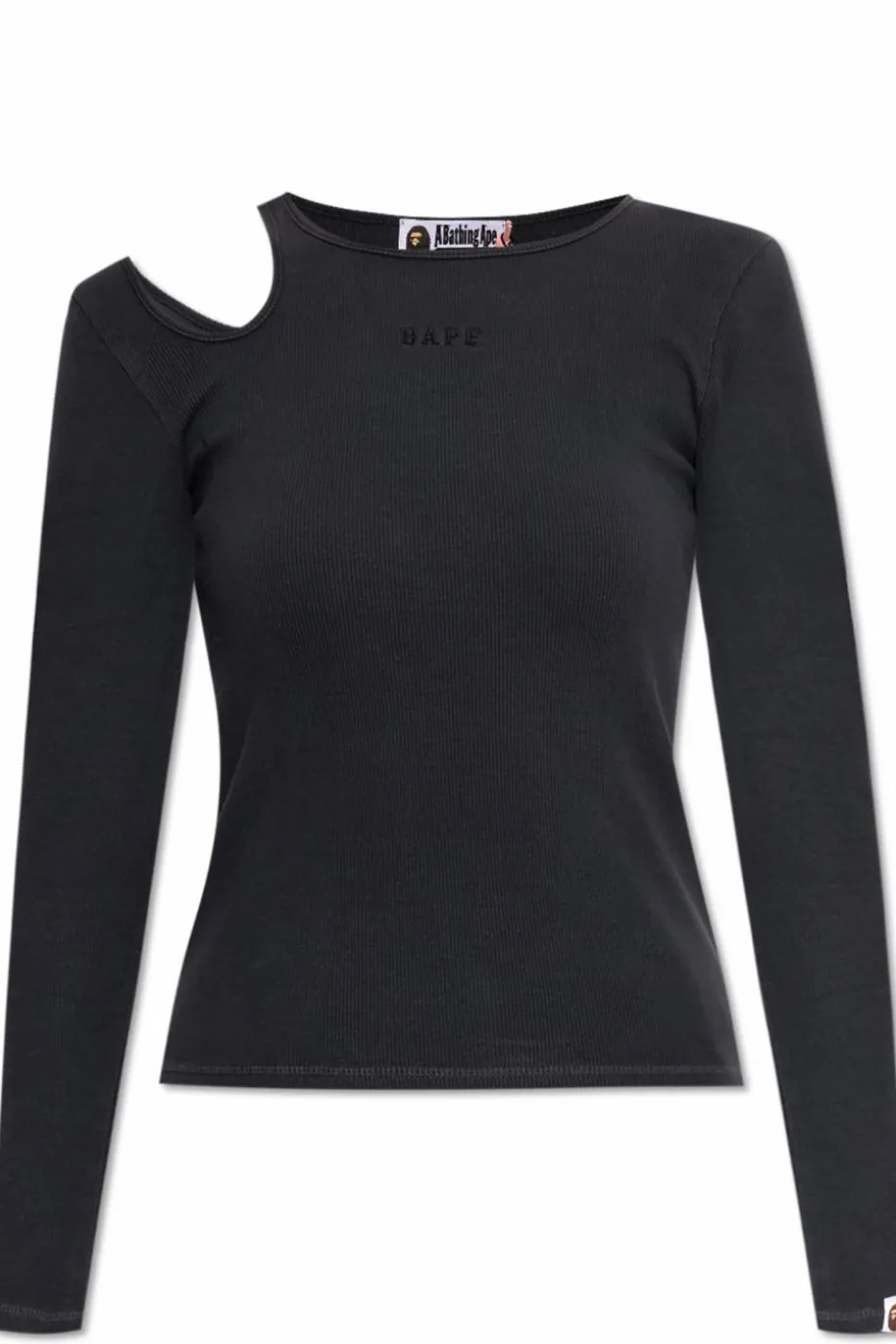 A BATHING APE® BLACK Ribbed Long Sleeve Top
