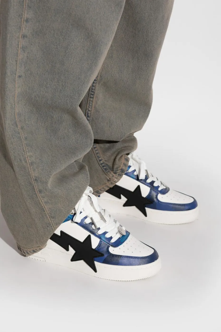 A BATHING APE® BLUE Sports shoes with logo