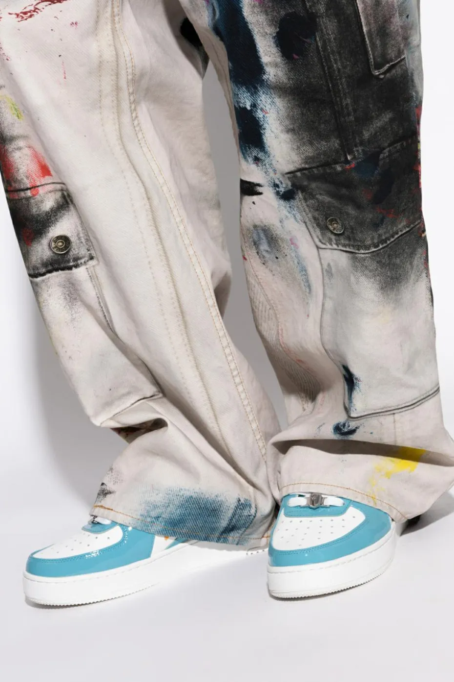 A BATHING APE® BLUE Sports shoes with logo