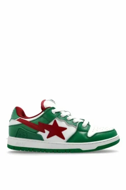 A BATHING APE® GREEN Sports shoes with logo