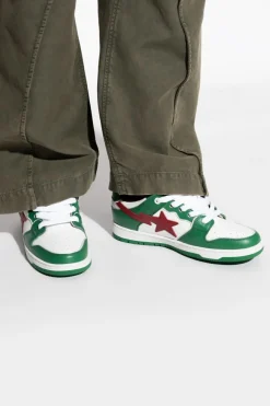 A BATHING APE® GREEN Sports shoes with logo