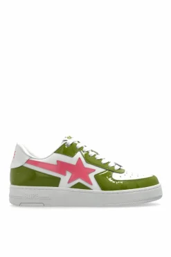 A BATHING APE® GREEN Sports shoes with logo