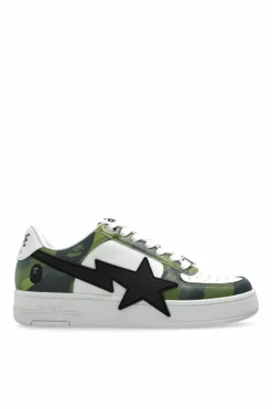 A BATHING APE® GREEN Sports shoes with logo