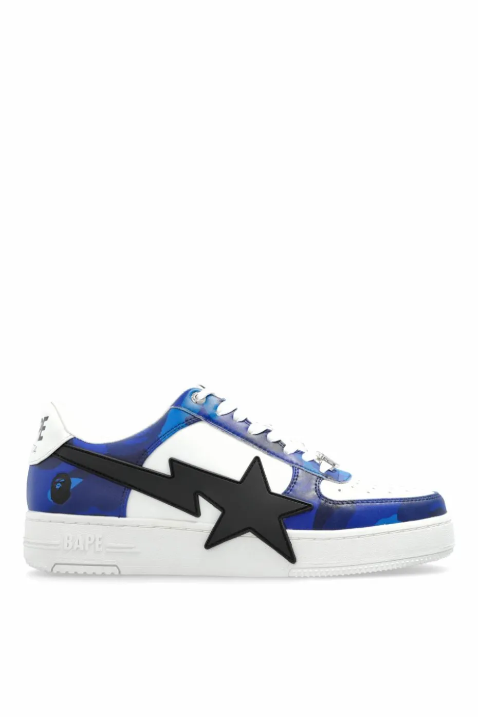 A BATHING APE® NAVY BLUE Sports shoes with logo