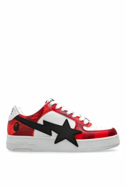 A BATHING APE® RED Sports shoes with logo