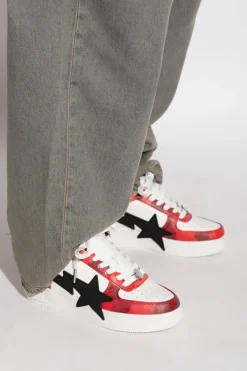 A BATHING APE® RED Sports shoes with logo