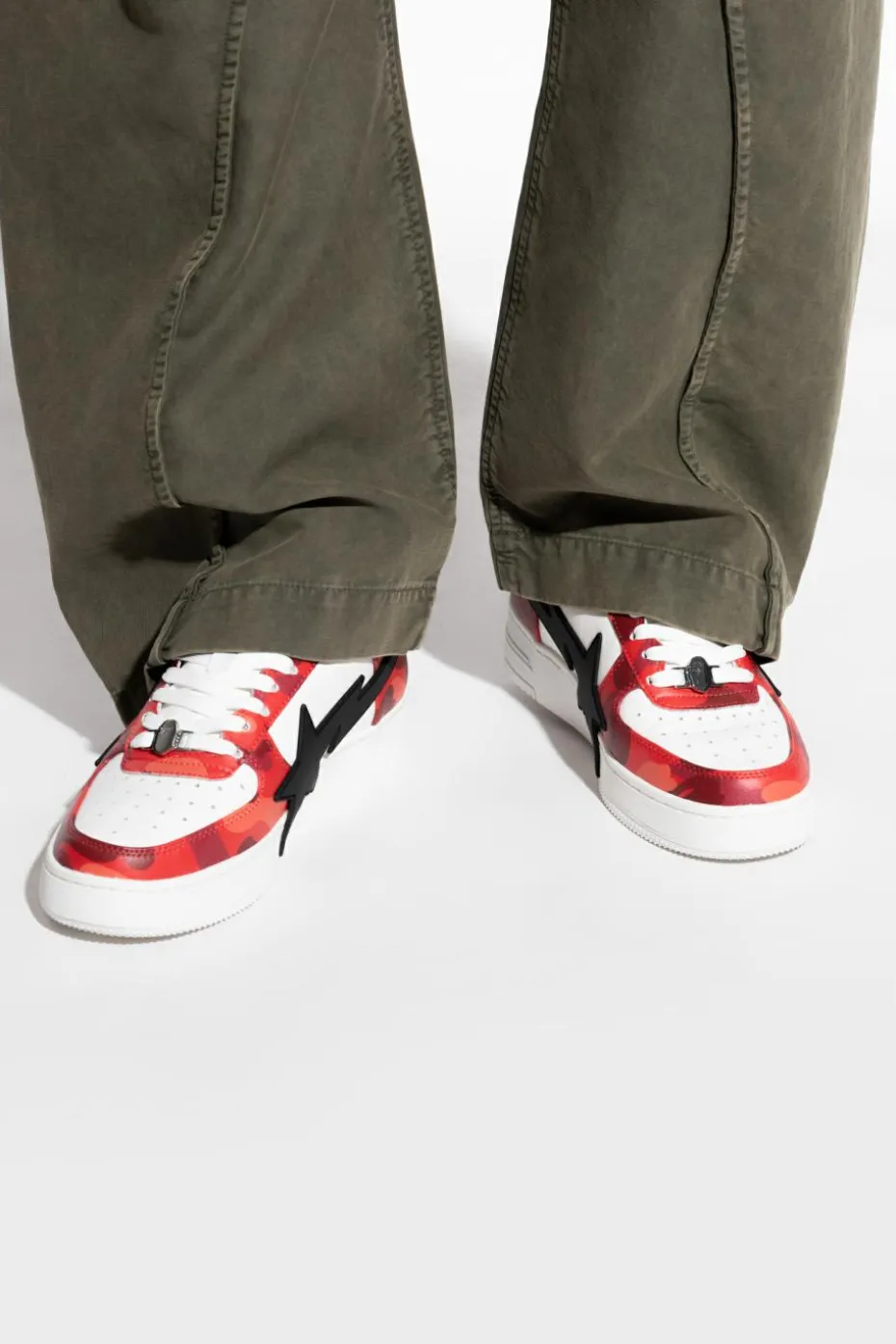 A BATHING APE® RED Sports shoes with logo