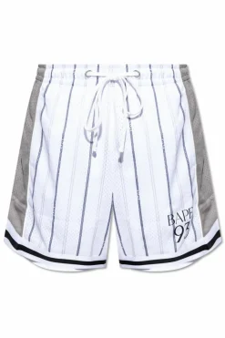 A BATHING APEĀ® WHITE Shorts with printed logo