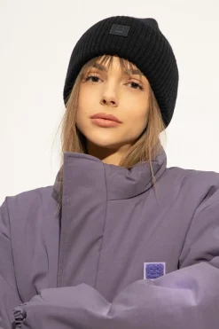 Acne Studios BLACK Beanie with logo