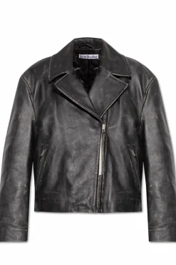 Acne Studios BLACK Leather jacket with a 'vintage' effect