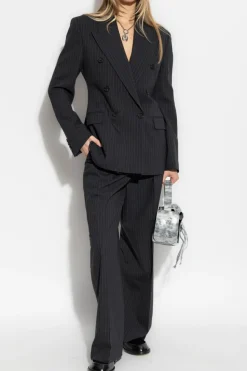 Acne Studios BLACK Pinstriped pleated trousers