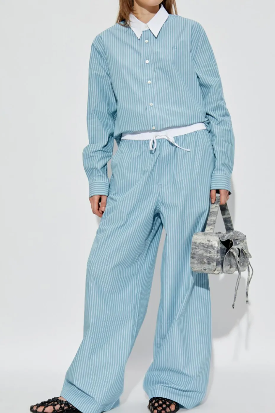 Acne Studios BLUE Shirt with a striped pattern