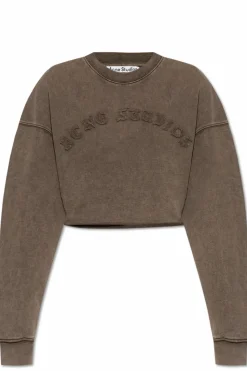 Acne Studios BROWN Cropped sweatshirt with logo