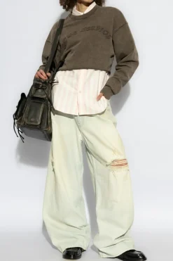 Acne Studios BROWN Cropped sweatshirt with logo
