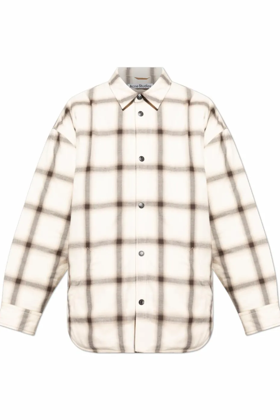 Acne Studios cream Quilted jacket with a plaid pattern