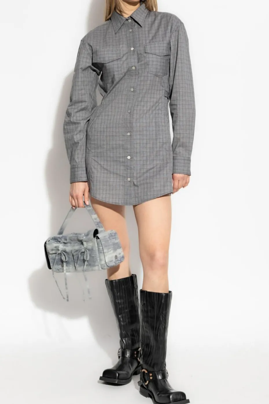 Acne Studios GREY Dress with check pattern