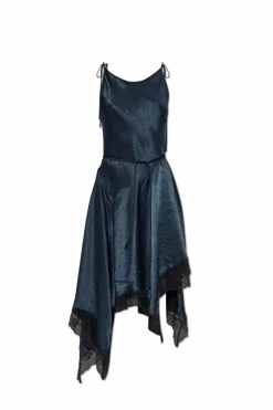 Acne Studios NAVY BLUE Satin dress with lace