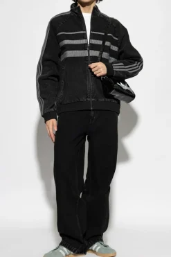 ADIDAS Originals BLACK Denim jacket with stand-up collar