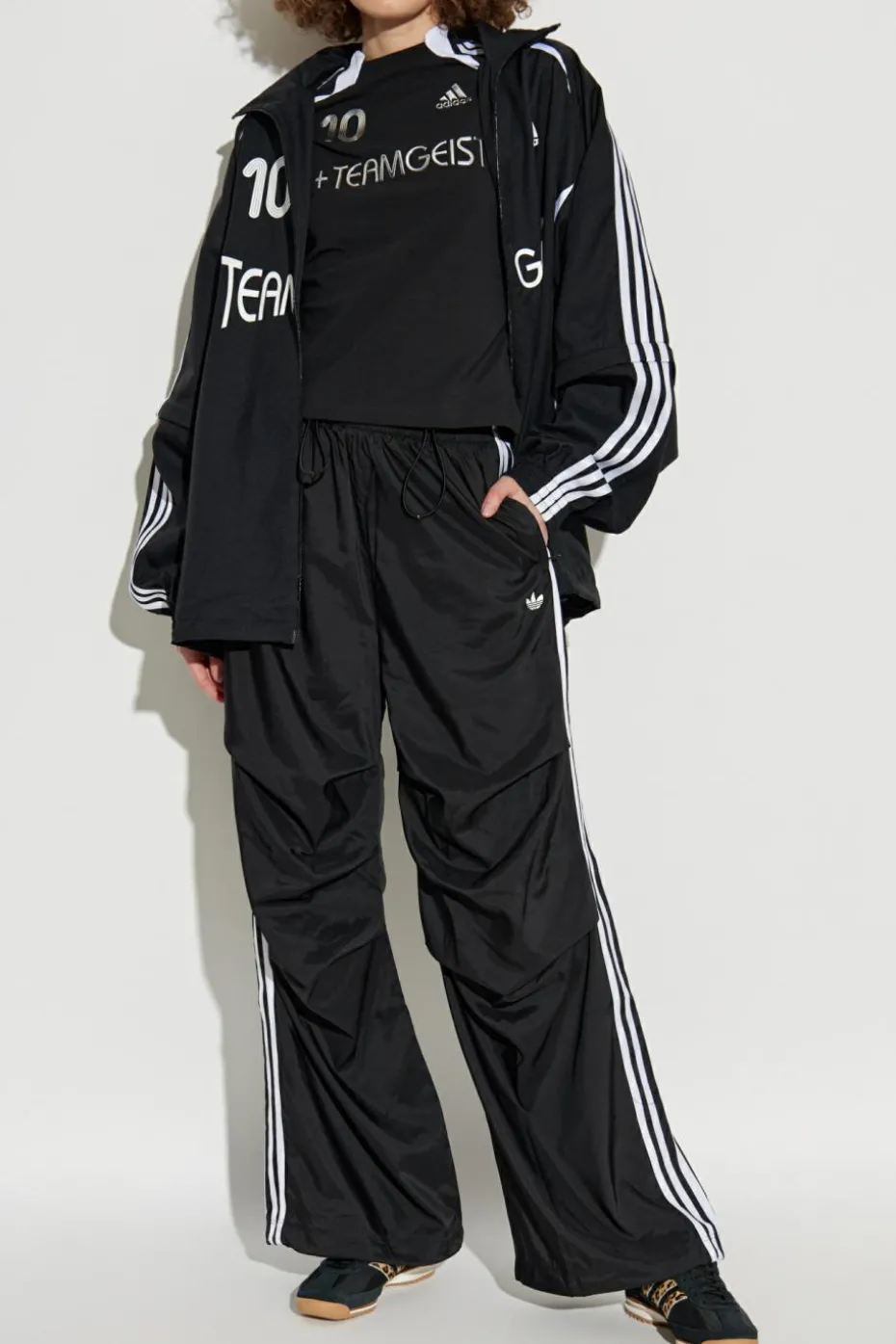 ADIDAS Originals BLACK Sweatpants with ruched legs