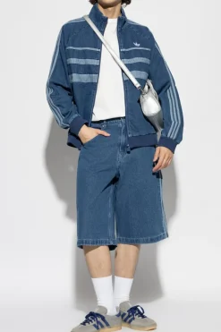 ADIDAS Originals BLUE Denim jacket with stand-up collar