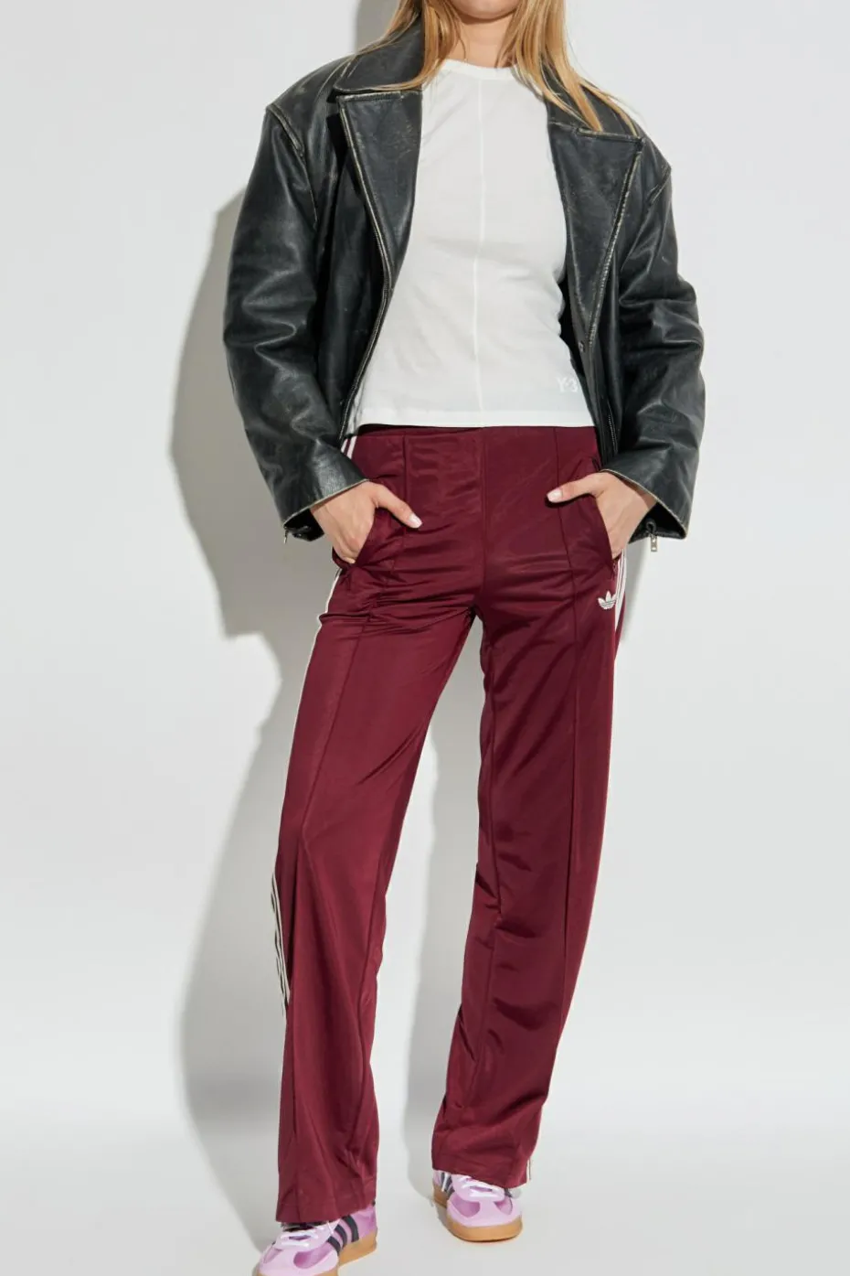 ADIDAS Originals BURGUNDY Sweatpants with straight legs