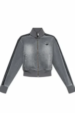 ADIDAS Originals GREY Denim jacket with stand-up collar
