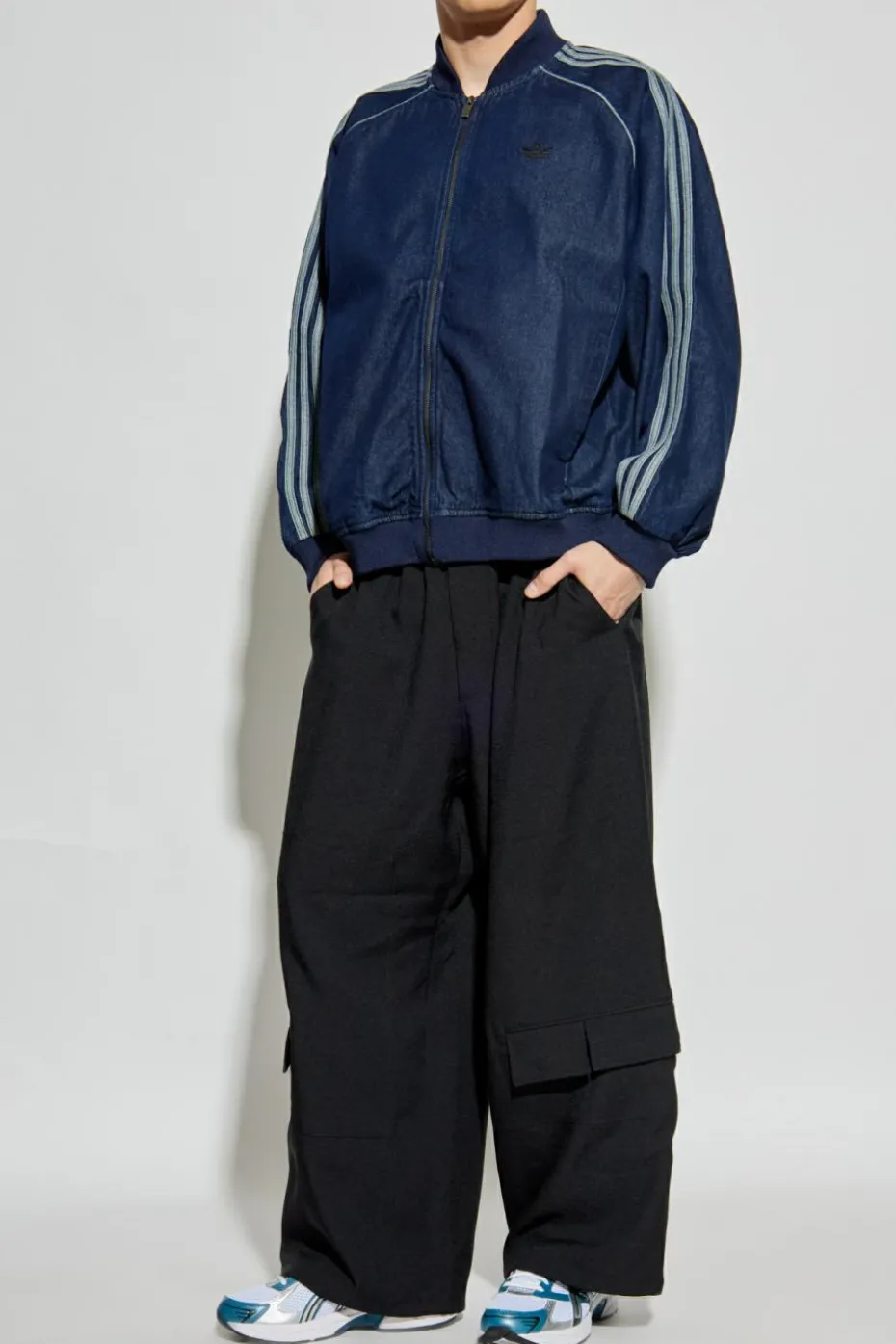 ADIDAS Originals NAVY BLUE Denim bomber jacket