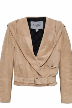 Alaïa beige Suede jacket with hood