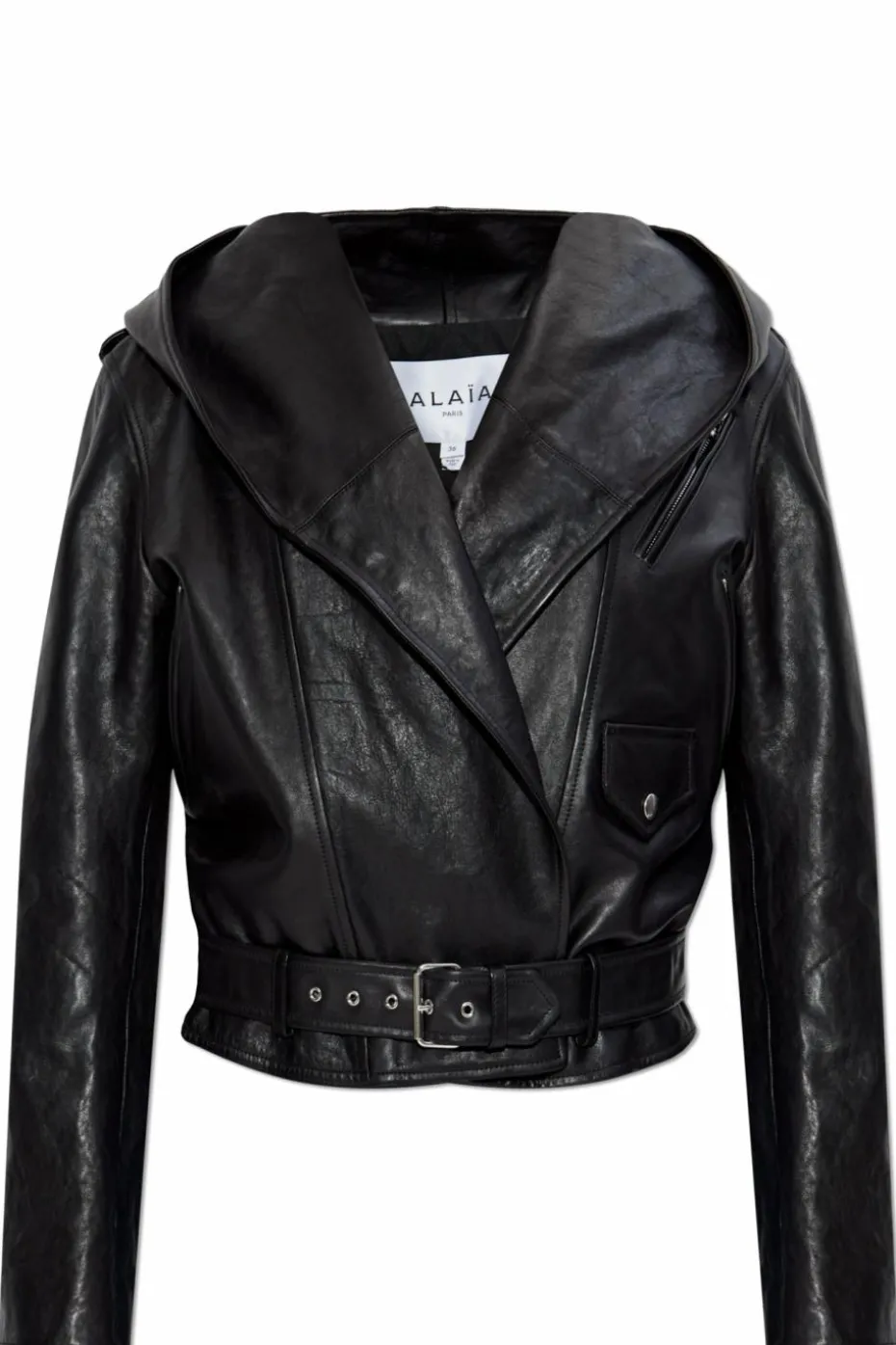 Alaïa BLACK Leather jacket with hood