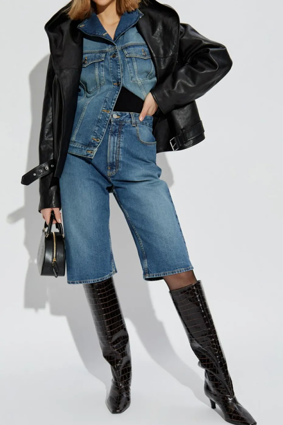 Alaïa BLACK Leather jacket with hood