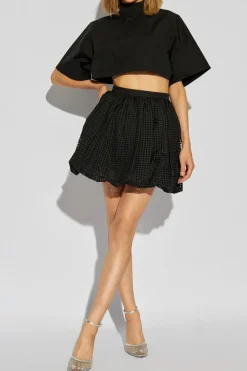 Alaïa BLACK Polka dot pattern skirt