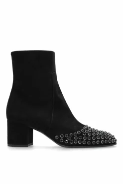 Alaïa BLACK Suede ankle boots with studs