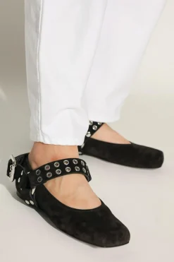 Alaïa BLACK Suede ballet flats `Biker`