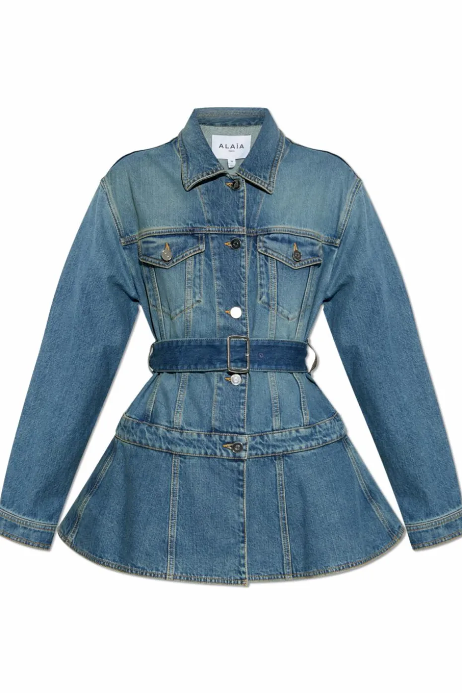 Alaïa BLUE Denim jacket with belt