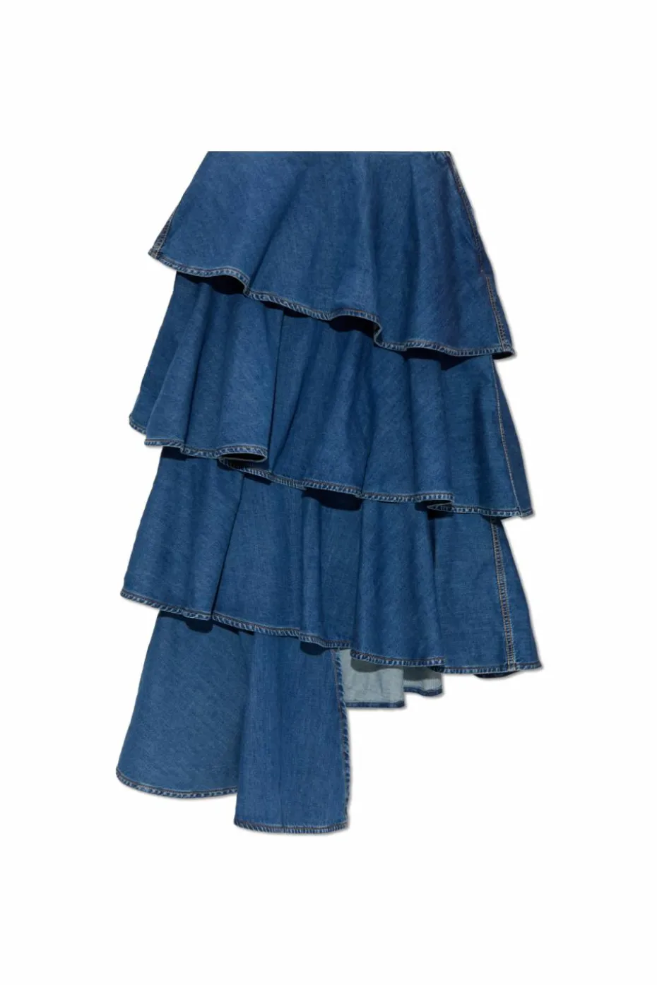 Alaïa BLUE Denim skirt with ruffles