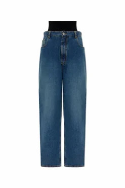Alaïa BLUE High-waisted jeans
