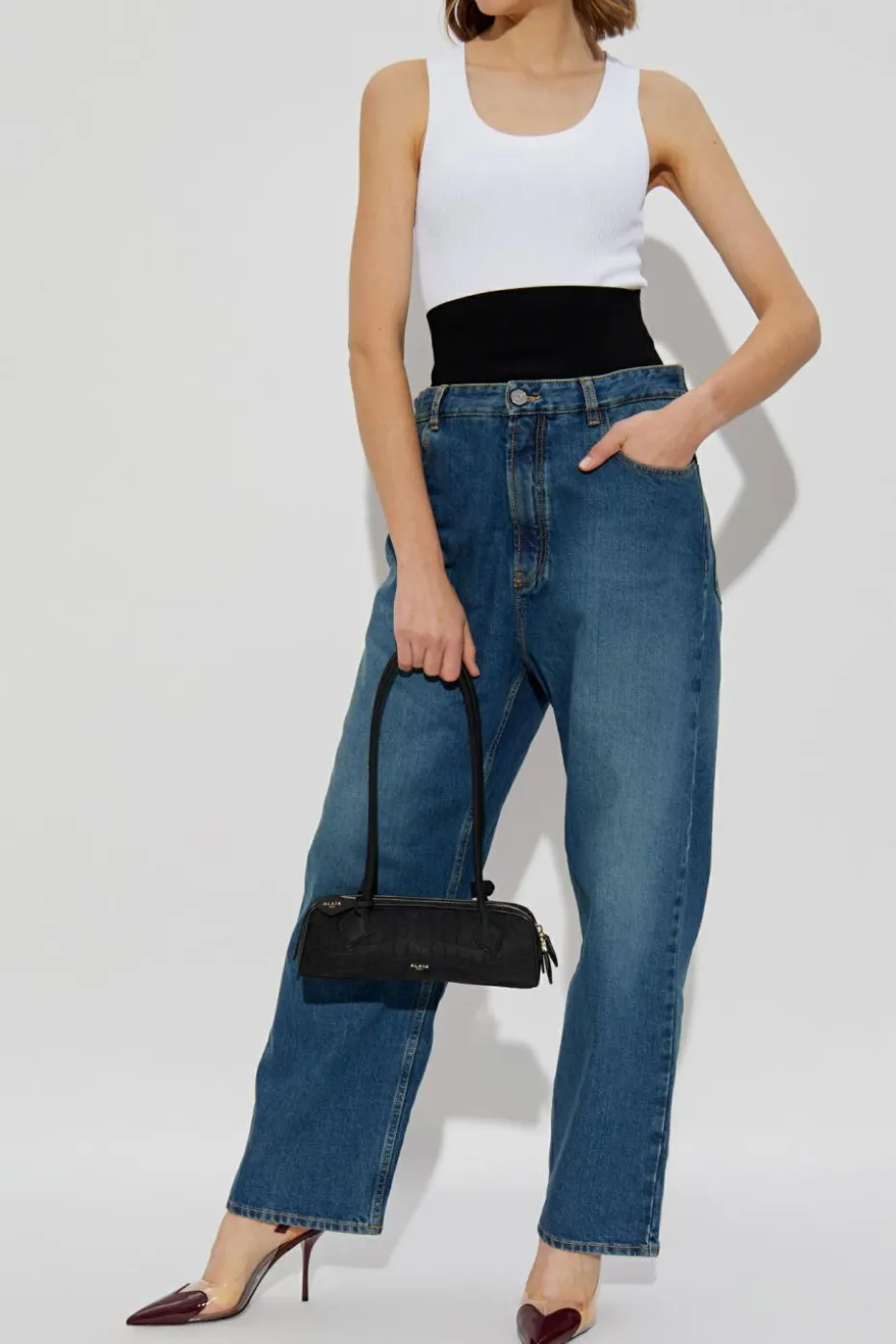 Alaïa BLUE High-waisted jeans