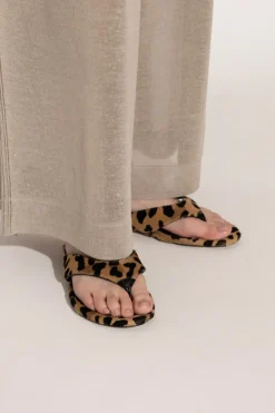 Alaïa BROWN Animal print slides