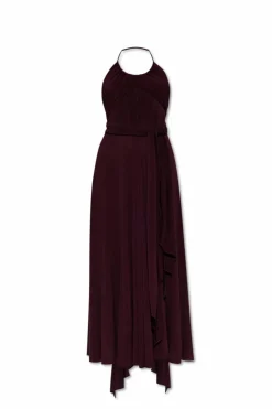 Alaïa BURGUNDY Asymmetrical off-shoulder dress