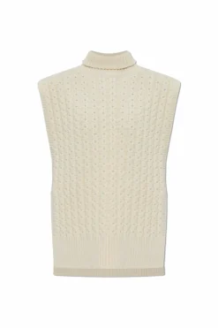 Alaïa cream Wool poncho with turtleneck