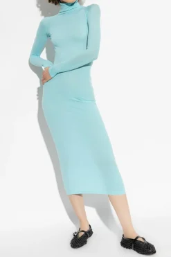 Alaïa light blue Turtleneck dress