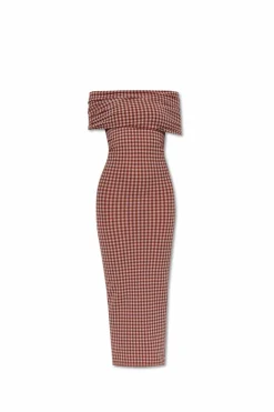 Alaïa RED Dress with a check pattern