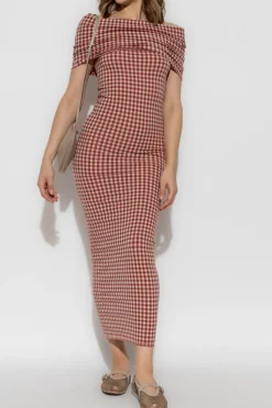 Alaïa RED Dress with a check pattern