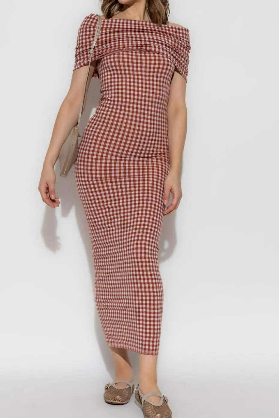 Alaïa RED Dress with a check pattern