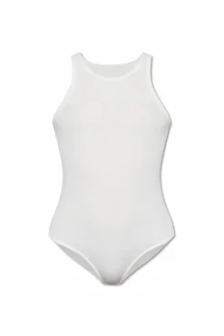 Alaïa WHITE Ribbed sleeveless bodysuit