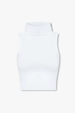 Alaïa WHITE Top with standing collar