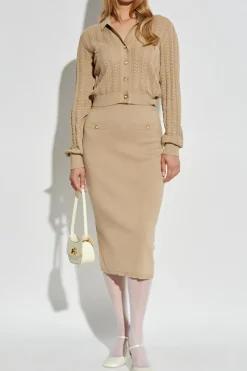 Alessandra Rich beige Cardigan with decorative knit