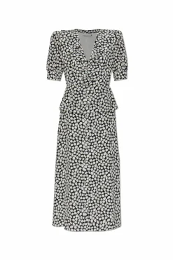 Alessandra Rich BLACK Silk dress with floral motif